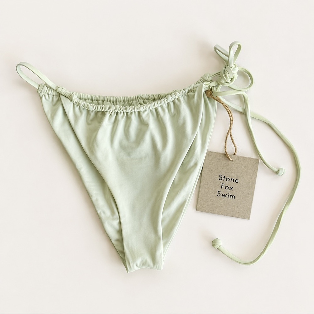 STONE FOX SWIM River Bikini Bottom in Aloe Wash